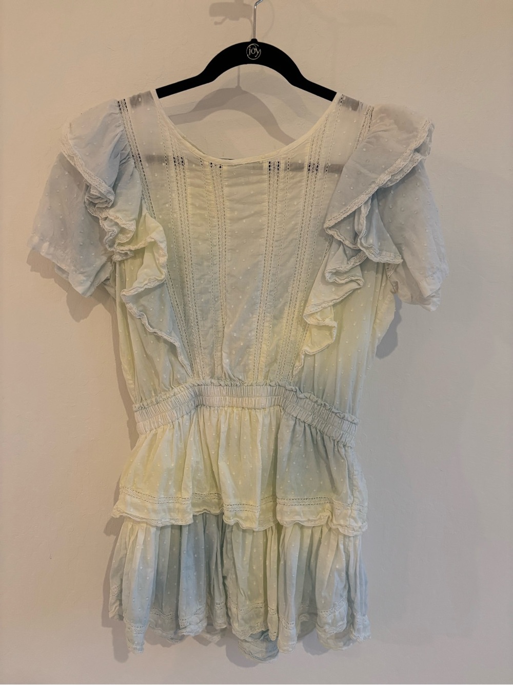 LoveShackFancy Natasha Heritage Hand-Dyed Mini Dress Blue Yellow – M